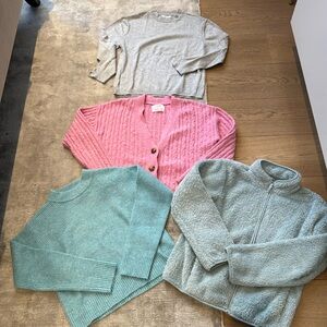 Zara Girls Sweaters (3) plus a Bonus Uniqlo zippered fleece jacket